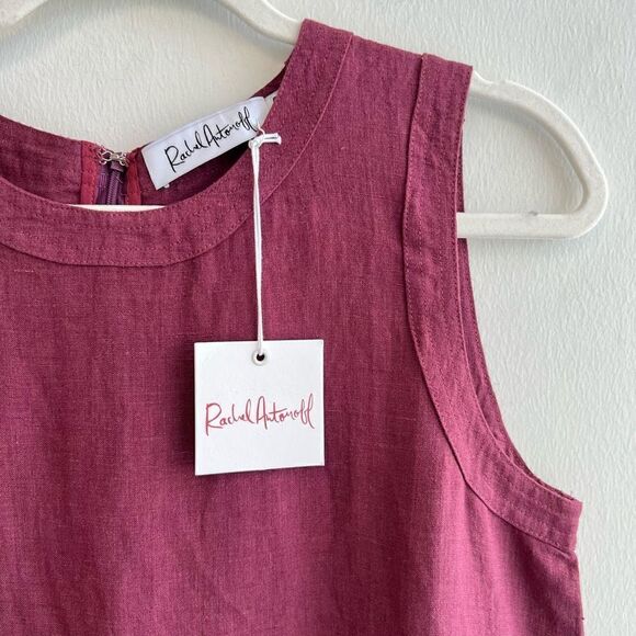 Rachel Antonoff Dress Linen Cotton Blend Midi Sleeveless Pockets Size Small NWT - Picture 4 of 13